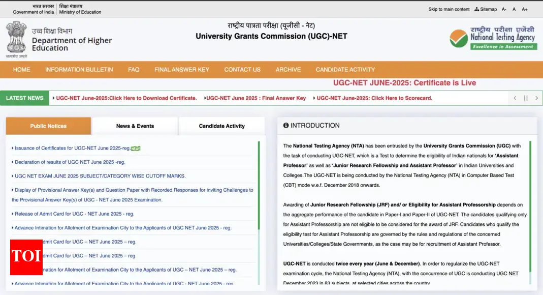 UGC NET 2025 certificates released at ugcnet.nta.ac.in: Check direct link to download here