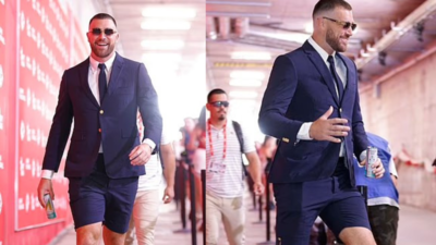 Travis Kelce makes daring fashion choice with bold shorts suit hours before Chiefs vs Eagles match