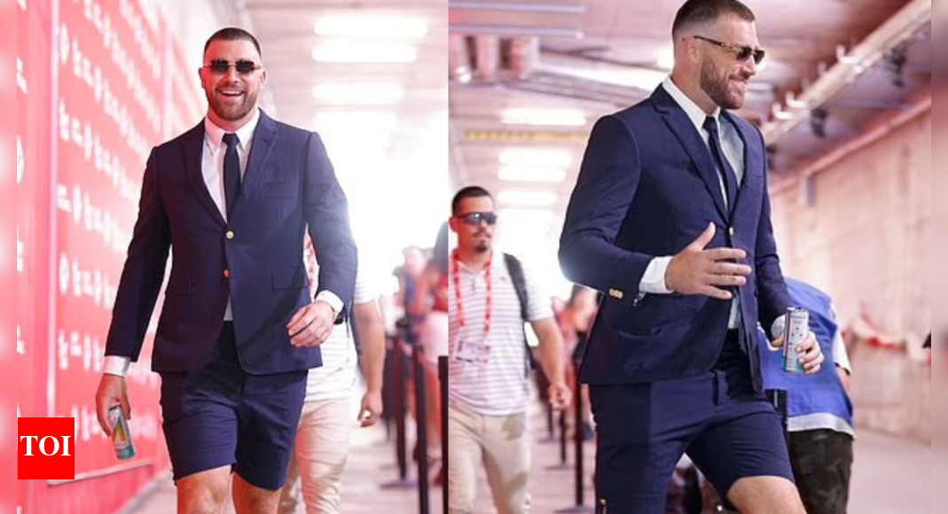 Travis Kelce makes daring fashion choice with bold shorts suit hours before Chiefs vs Eagles match