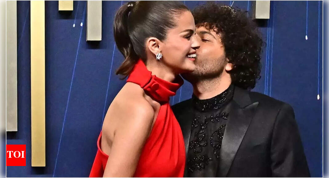 Emmys 2025: Selena Gomez shines in scarlet; Benny Blanco seals it with a kiss