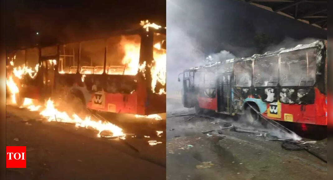 Bus blaze in Bengaluru: Engine fire destroys vehicle in minutes; quick-thinking crew saves 50 lives