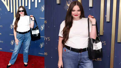  While everyone else wore gowns, Meg Stalter showed up in jeans and a tee - icon behaviour!