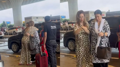Taarak Mehta Ka Ooltah Chashmah's Munmun Dutta  touches her mother's feet at Mumbai airport, fans say ‘Maa ke charnon mein hi asli swarg hai’