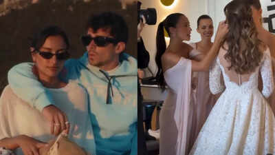 Charles Leclerc’s girlfriend Alexandra Saint Mleux plays bridesmaid at his brother’s wedding as fans gatecrash ceremony