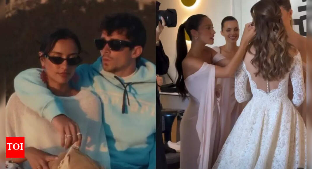 Charles Leclerc’s girlfriend Alexandra Saint Mleux plays bridesmaid at his brother’s wedding as fans gatecrash ceremony
