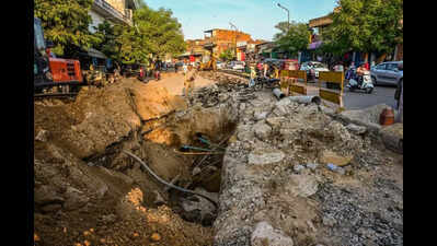 In Jhotwara, roads so broken that businesses shut, accidents common