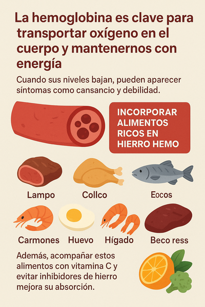 Cómo subir la hemoglobina naturalmente con alimentos que sí funcionan