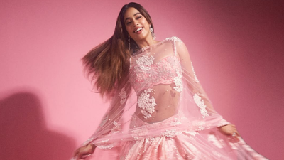 Janhvi Kapoor proves Barbie went desi in this blush pink Manish Malhotra lehenga