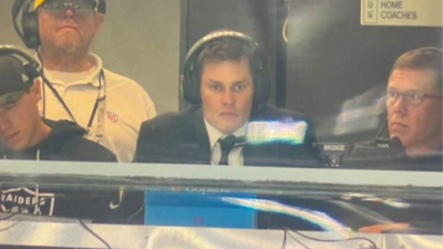Tom Brady accused of breaking rules arsenic  NFL deletes viral clip of headset contention  with Raiders coaches
