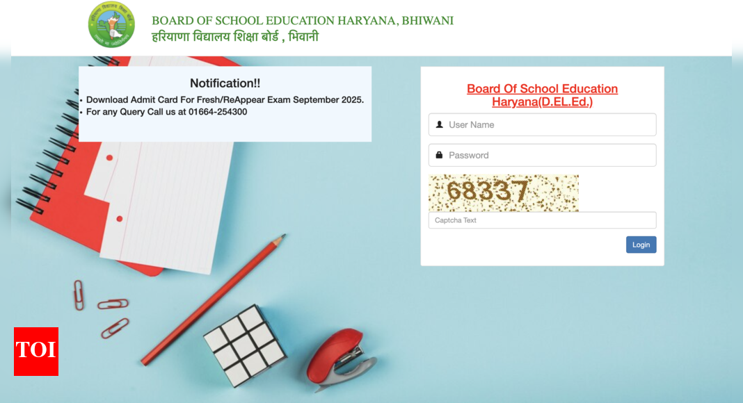 HBSE Haryana admit card for D.El.ED and HOS exams released: Check direct link and how to download hall tickets
