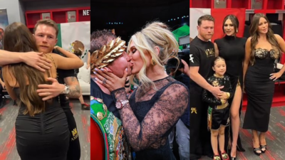Sofia Vergara’s awkward hug with Canelo Alvarez goes viral as his wife steps in during Las Vegas fight night