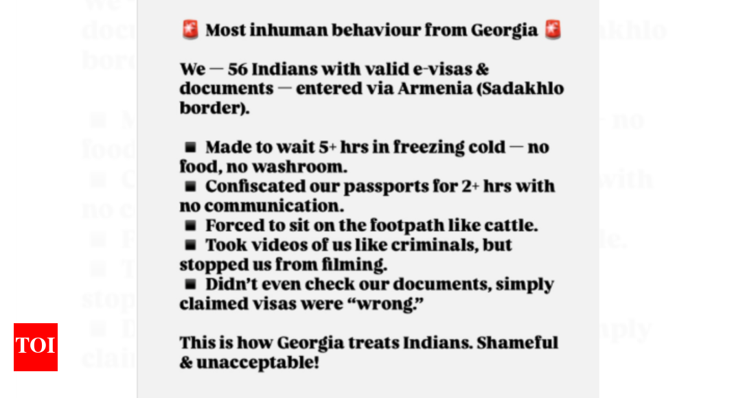 ‘Inhuman behaviour’: Viral post alleges Indians detained, humiliated at Georgia border; made to wait in cold without food or toilets
