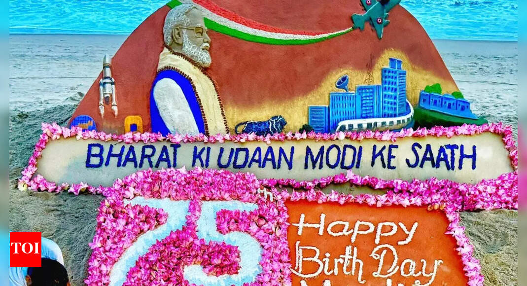 Watch: Stunning sand sculpture with 750 lotuses marks PM Modi’s 75th birthday