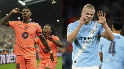 Champions League: Rashford double lifts Barcelona; Haaland hits 50 in Man City win