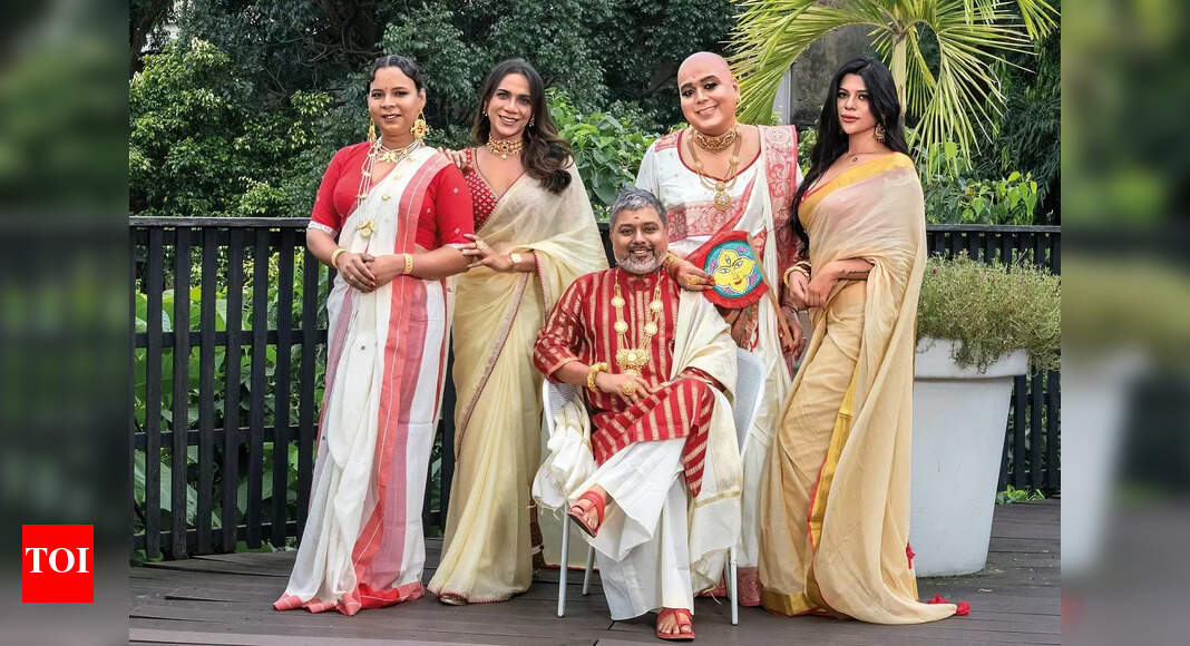 A unique festive ode to the laal paar shada sari