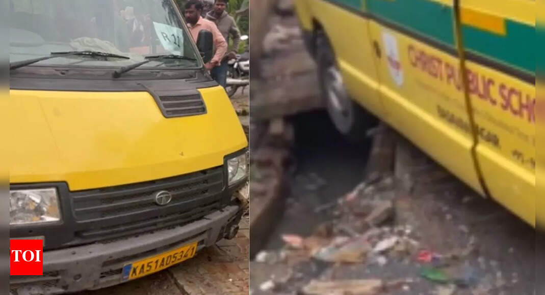 Bengaluru civic apathy continues: Another school van gets stuck in open drain