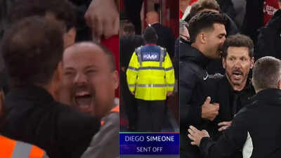 What did Liverpool fan say to piss off Diego Simeone, resulting in red card?