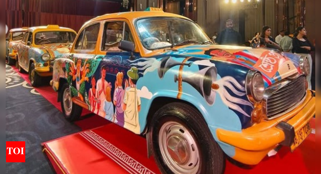‘Cholte Cholte 40’: Kolkata's yellow ambassador taxis become mobile canvases celebrating Durga Puja