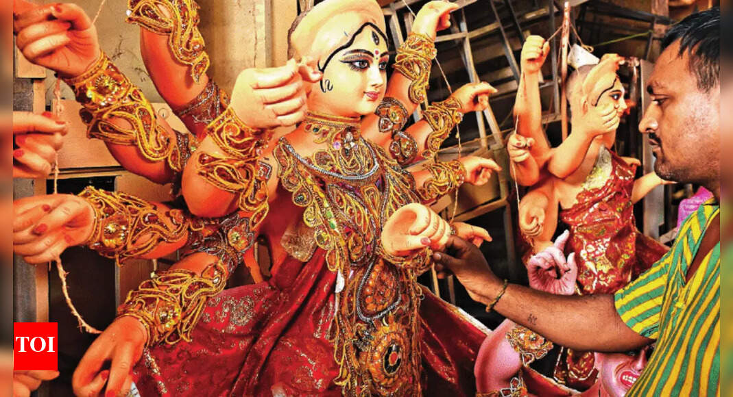 Durga idols get a final touch-up as city gears up for Puja festivities