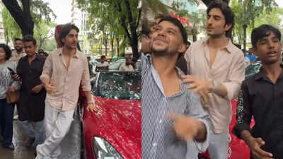 Ibrahim Ali Khan steps out in red convertible worth Rs 75 lakh; fans mob him for selfies: PICS