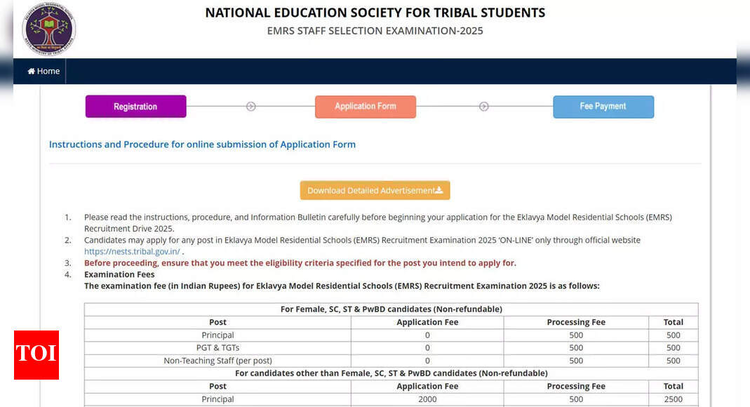 EMRS recruitment 2025: Apply online for 7267 teaching & non-teaching posts at nests.tribal.gov.in