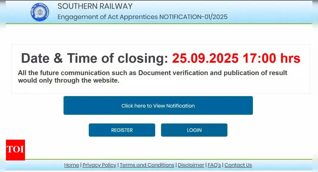 RRC SR apprentice recruitment 2025 last date soon: Apply online for 3518 posts at sronline.etrpindia.com