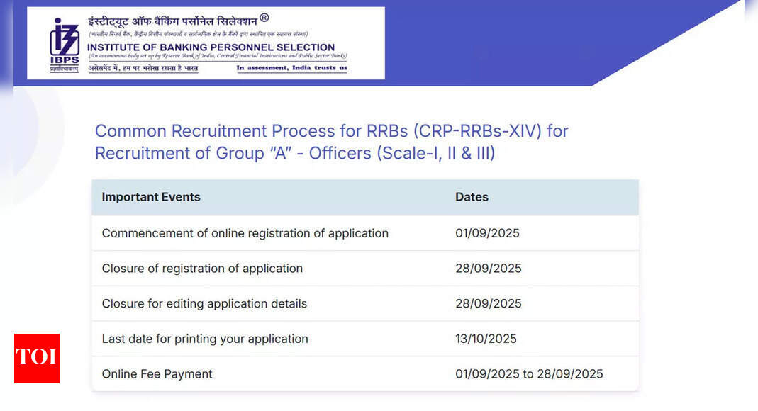 IBPS recruitment 2025: RRB CRP XIV application deadline extended, apply for 13,294 posts by 28 September