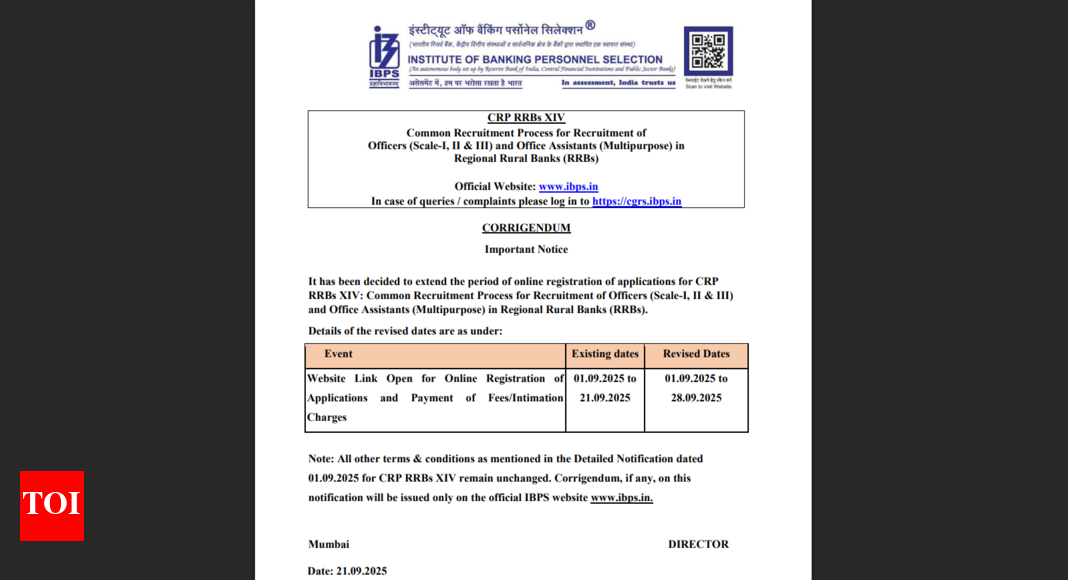 IBPS RRB registration window 2025 deadline extended: Check direct link  to apply and other details here