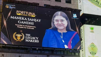 Maneka Sanjay Gandhi honoured at NYC’s Times Square for her work in human and animal welfare