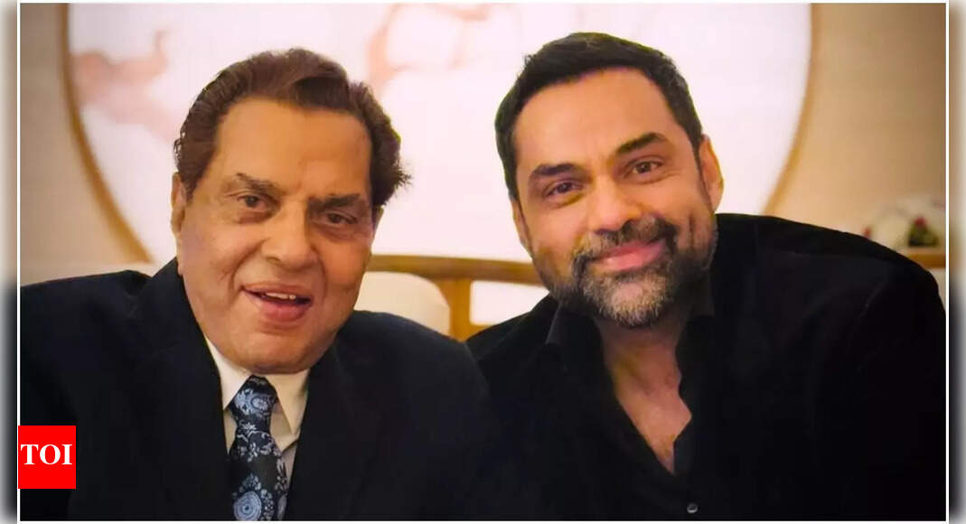 Abhay Deol shares photo with Dharmendra, twins in black with uncle - see pic
