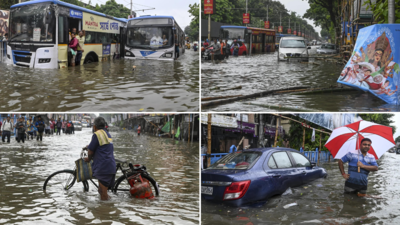 Kolkata flooded: Pandals submerged, streets underwater, cars stranded - videos show havoc