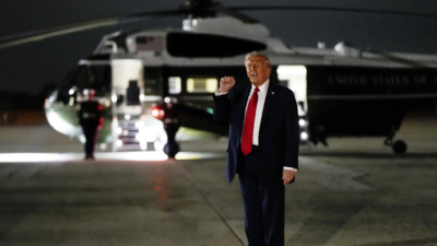 'Risk of an airborne collision': Man charged for pointing laser at Marine One with Donald Trump; detained