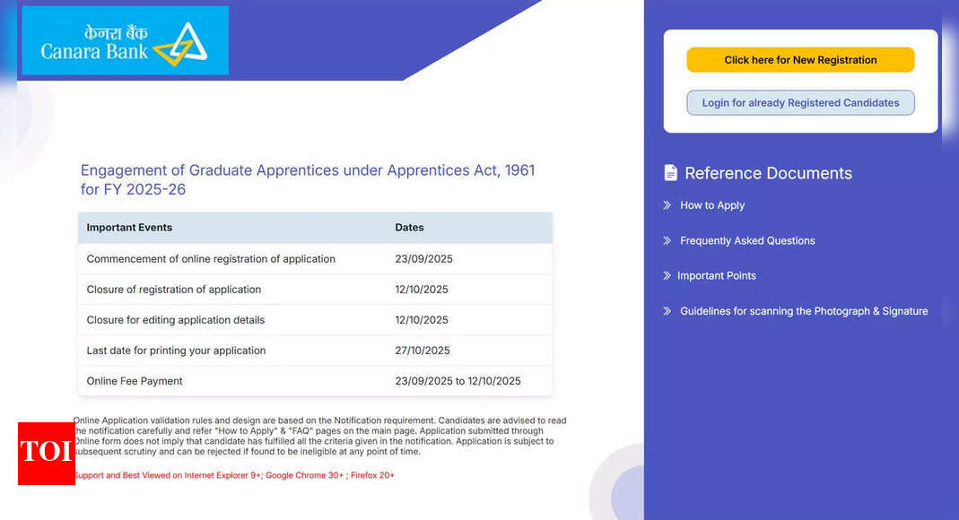 Canara Bank apprentice recruitment 2025: Apply for 3500 vacancies across India at canarabank.com