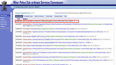Bihar Police SI recruitment 2025: notification for 1799 posts; applications open from 26 Sept at bpssc.bihar.gov.in