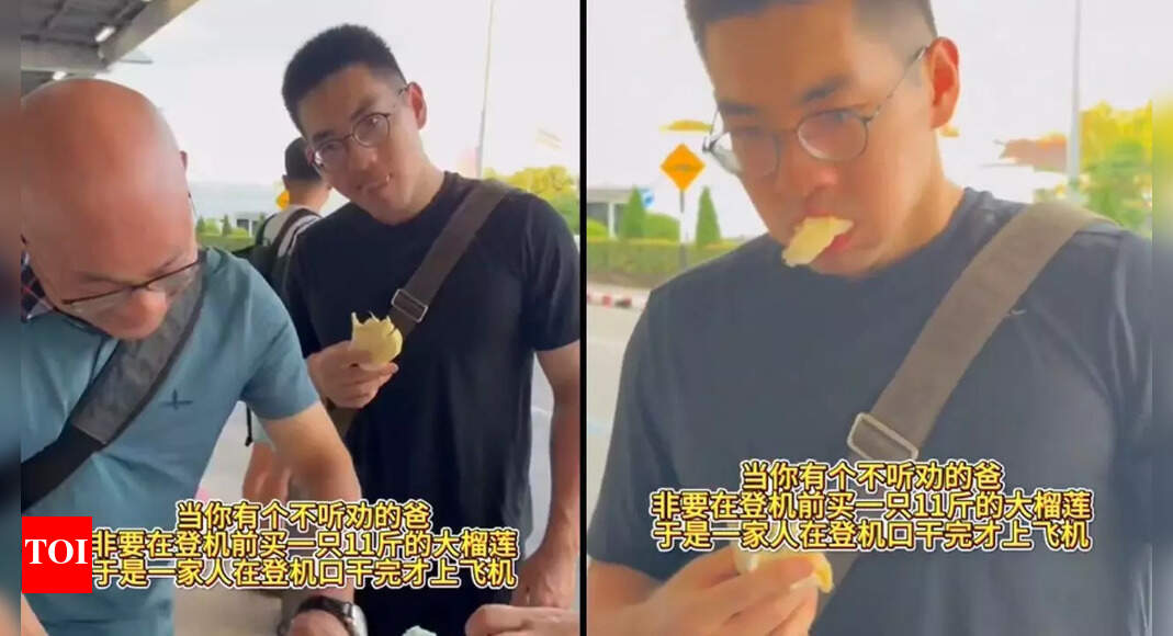 Viral: Chinese family eats 5.5kg of Durian outside airport as flight bans fruit, netizens react in shock