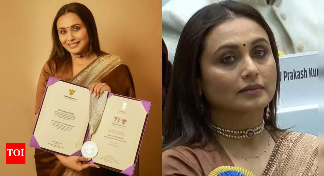 <div>Rani wears neckpiece with Adira's initials while getting the National award</div>