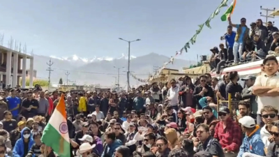 BJP Office Torched In Leh Amid Ladakh Statehood Agitation, Police Vehicle Burnt