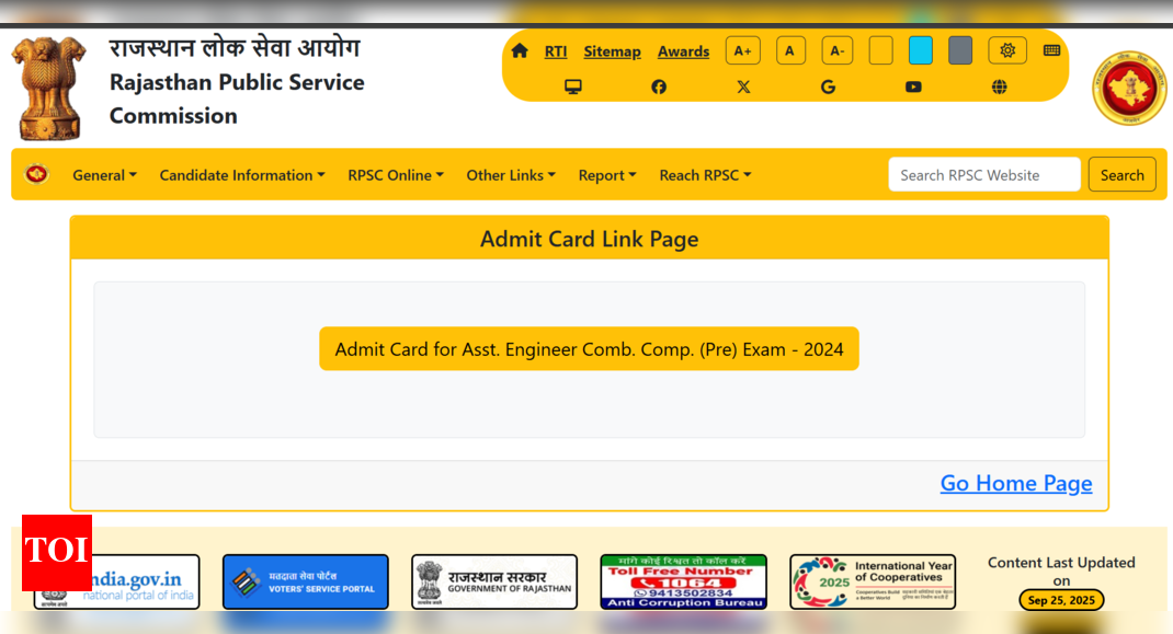 RPSC AE prelims admit card 2025 released at rpsc.rajasthan.gov.in: Direct link to download hall tickets here