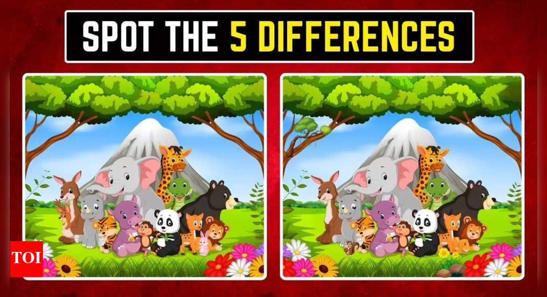 Only those with the IQ of a genius can spot 5 sneaky differences in this animal puzzle