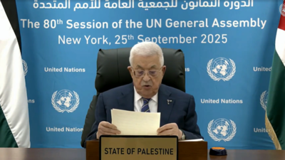  Palestinian prez addresses UN via video aft  US blocks visa; condemns Oct 7 attack