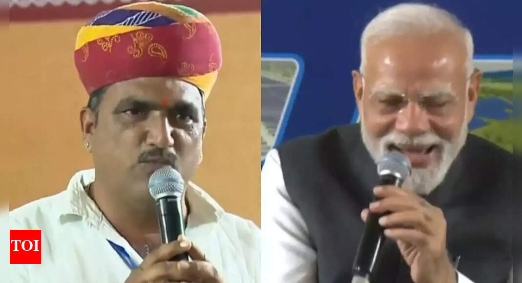<div>Rajasthan: Farmer's 'aalu se sona' jibe leaves PM Modi in splits - watch</div>