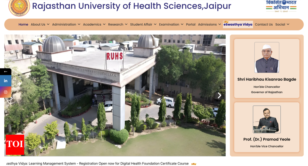 RUHS CUET round 2 counselling schedule 2025 out at ruhsraj.org: Check important dates and other details here - The Times of India