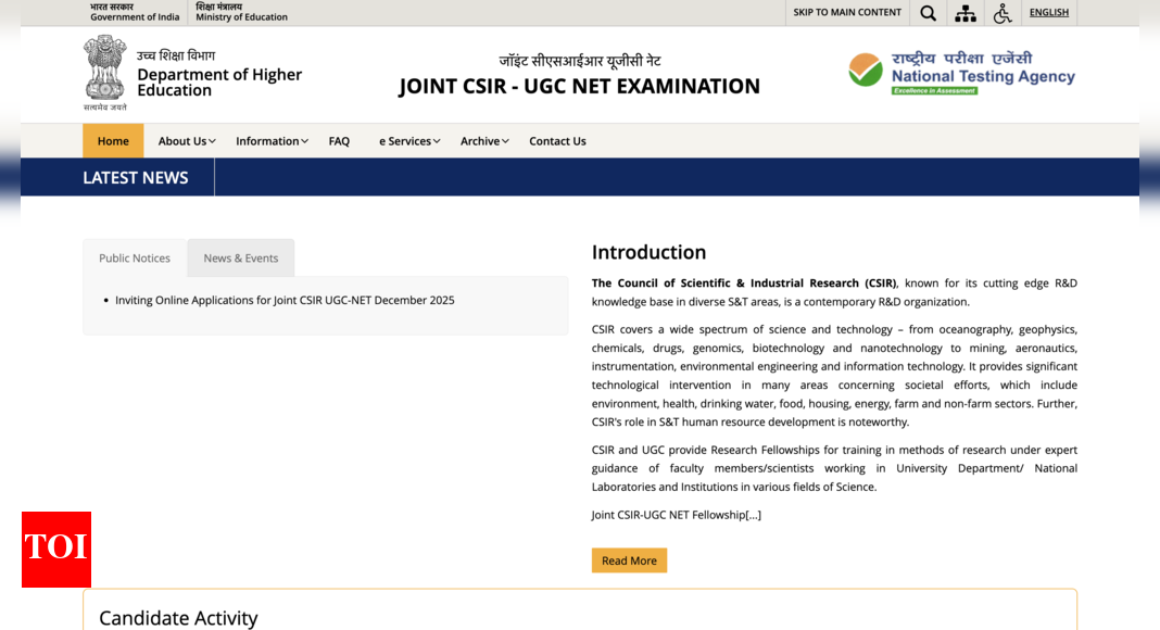 CSIR NET 2025 December exam registration begins at csirnet.nta.nic.in: Check direct link and application dates here