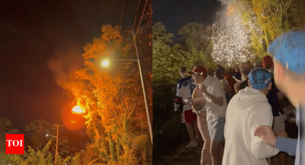 Panic at Ryder Cup 2025 as electrical line explodes above fans outside Bethpage Black entrance