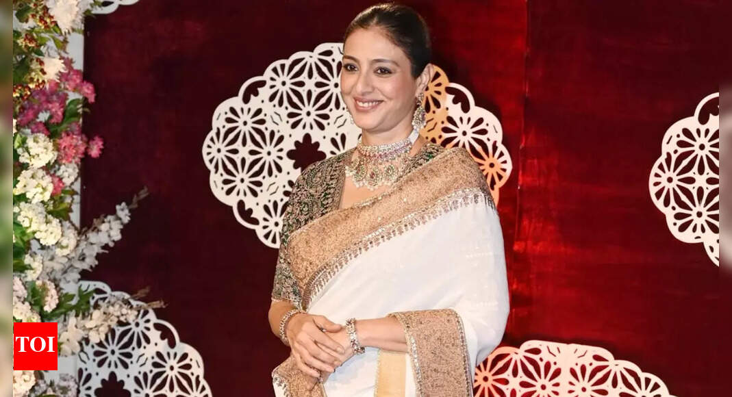 Tabu brings regal grace in a white and gold saree at Navratri celebrations