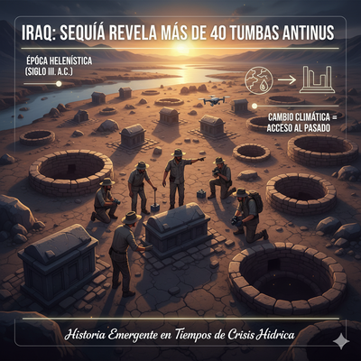 La sequía revela lo que el tiempo escondió: 40 tumbas antiguas emergen del fondo del embalse de Mosul