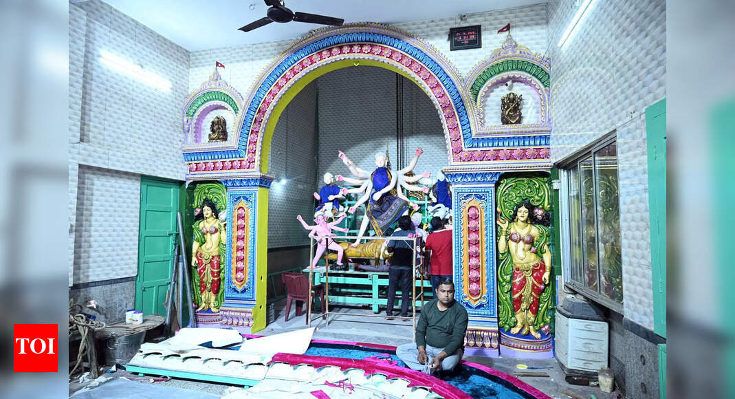 New silver throne for Maa Durga to increase grandeur of Sheikh Bazaar  puja