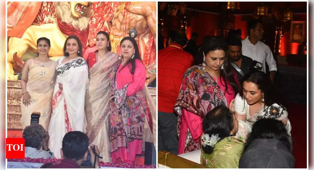 Kajol, Rani Mukerji and Ayan Mukerji share heartfelt moments at family Durga Puja, miss Deb Mukherjee during the festivities | Hindi Movie News – The Times of India