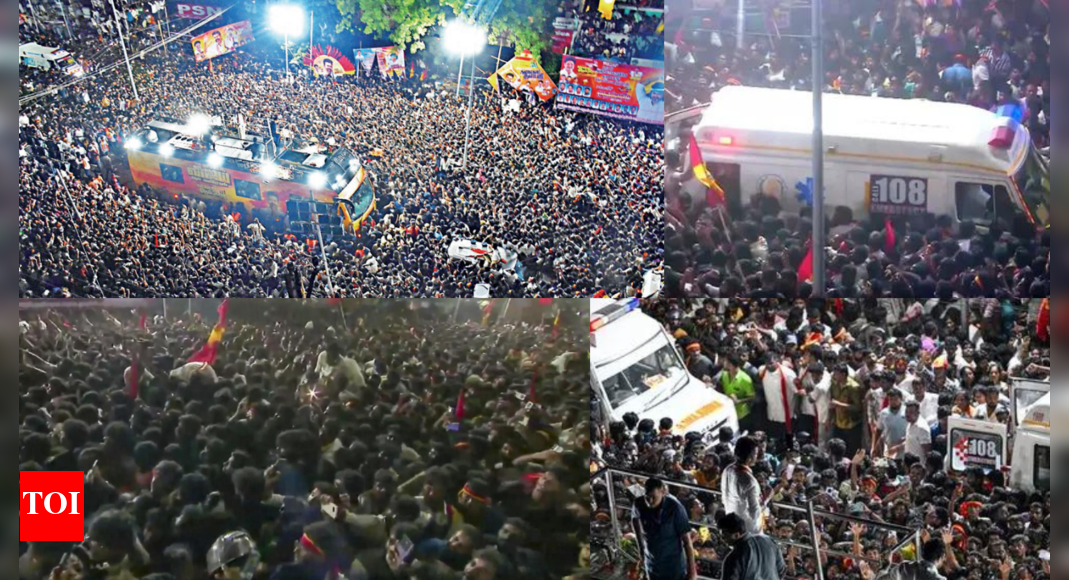 39 dead in Karur stampede: Photos capture massive turnout and panic at Vijay’s rally