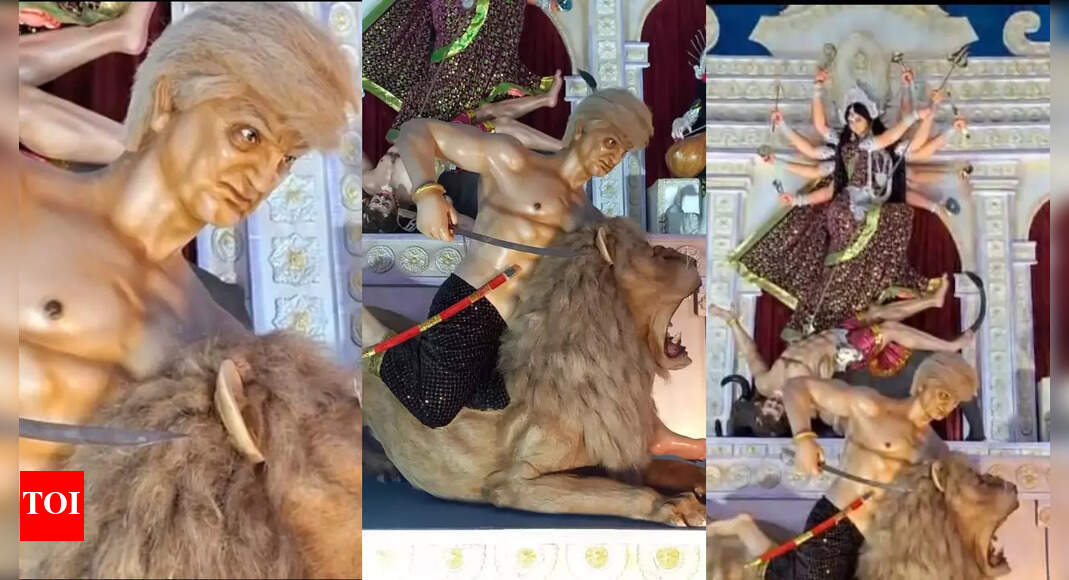 Donald Trump depicted as demon Mahishasura? Durga Puja pandal in West Bengal goes viral